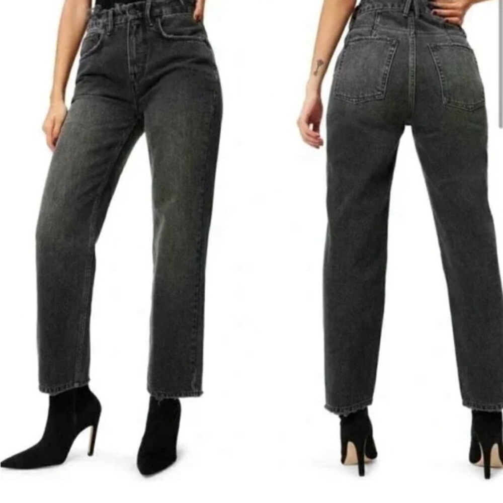 Good American Good 90s Duster Straight Leg Jeans Black Size 16